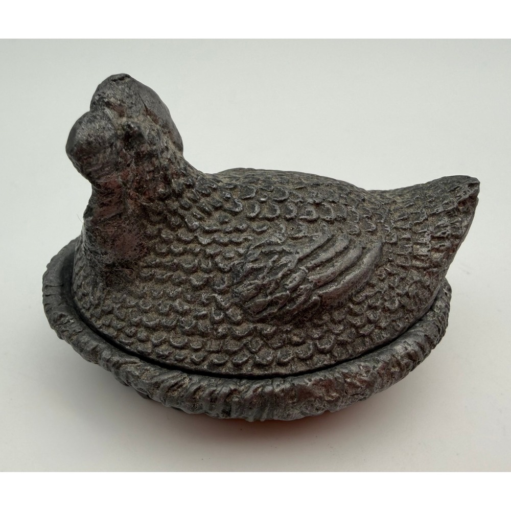 Vintage Metzke 1981 Pewter Hen on Nest Trinket Box Jewelry Dish F604